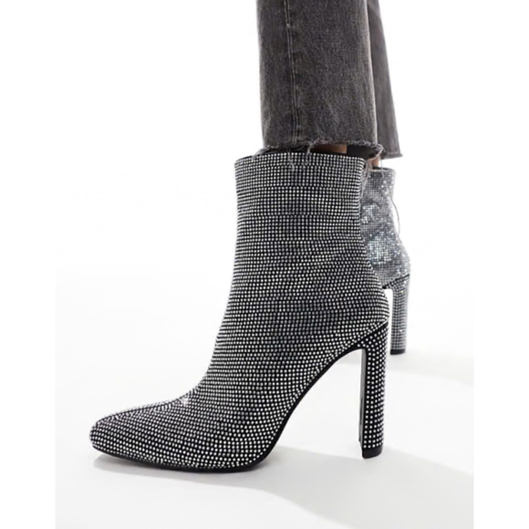 RHINESTONE HEELED ANKLE BOOTS - Picture 1 of 7